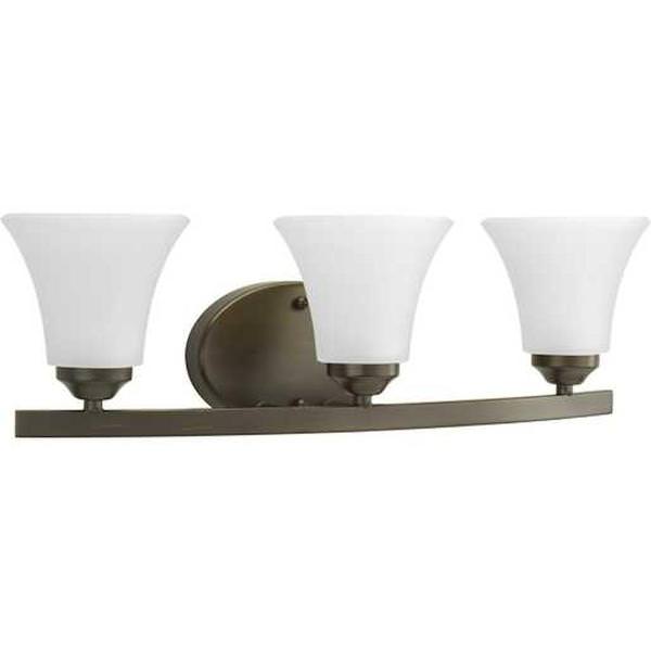 3 Light 120 volt Antique Bronze Vanity Etched Glass Light Fixture