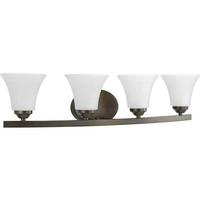 View 4 Light 120 volt Antique Bronze Vanity Etched Glass Light Fixture