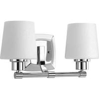 View 2 Light 120 volt Polished Chrome Vanity Etched Linen Glass Light Fixture