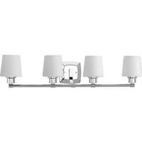 Progress Lighting 4 Light 120 volt Polished Chrome Vanity Etched Linen Glass Light Fixture