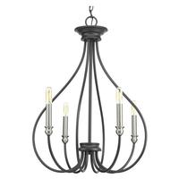 Progress Lighting 4 Light Graphite Finish Brushed Nickle Accents Farmhouse Style Chandelier Light Fixture