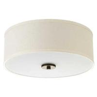 Progress Lighting 2 Light 120 volt Antique Bronze Fabric Shade Etched Glass Diffuser Ceiling Light Fixture