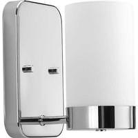 View 1 Light 120 volt Polished Chrome Vanity Etched White Glass Light Fixture
