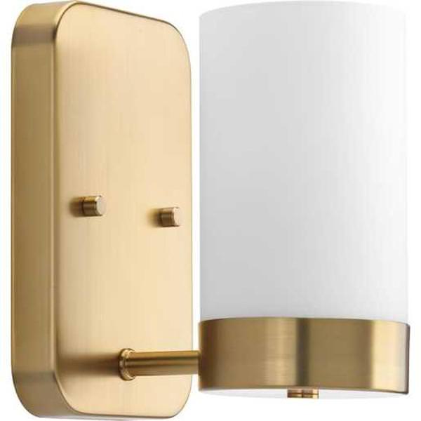 1 Light 120 volt Brushed Bronze Vanity Etched White Glass Light Fixture