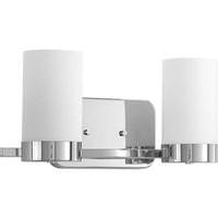 Progress Lighting 2 Light 120 volt Polished Chrome Vanity Etched White Glass Light Fixture