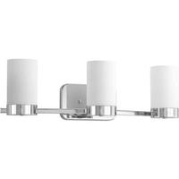 View 3 Light 120 volt Polished Chrome Vanity Etched White Glass Light Fixture