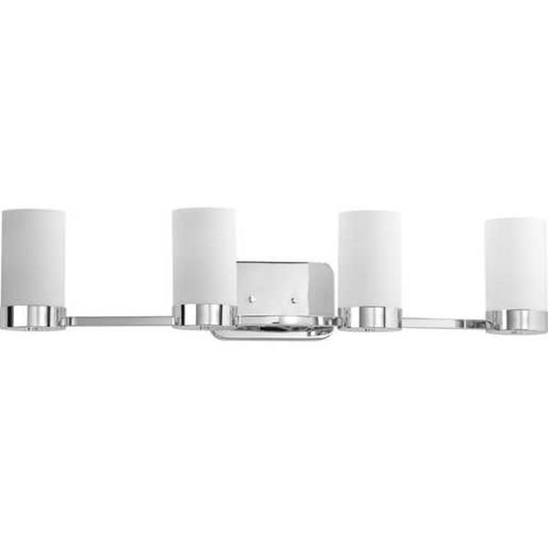 4 Light 120 volt Polished Chrome Vanity Etched White Glass Light Fixture