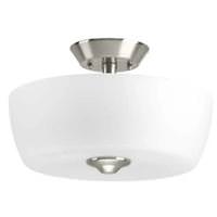 Progress Lighting 2 Light 120 volt Brushed Nickel Etched Glass Bowl Semi-Flush Ceiling Light Fixture