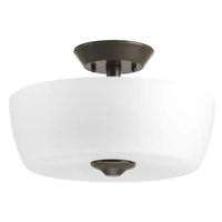 Progress Lighting 2 Light 120 volt Antique Bronze Etched Glass Bowl Semi-Flush Ceiling Light Fixture