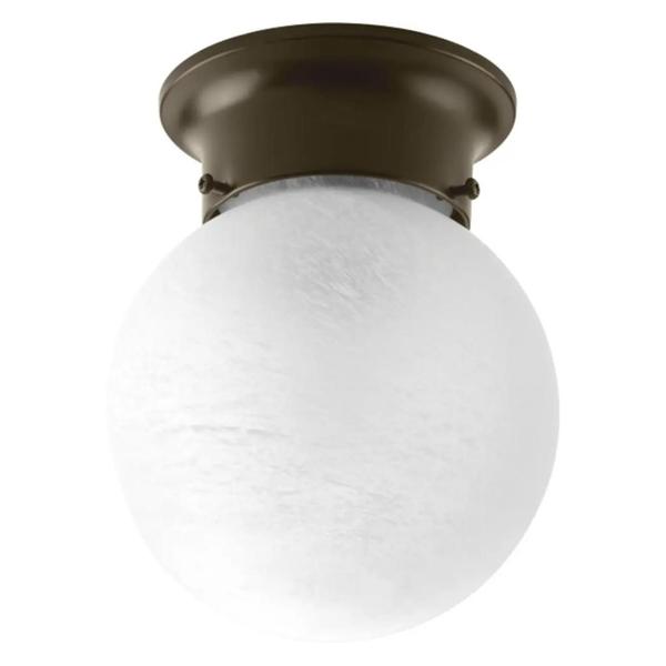 1 Light Antique Bronze White Glass Globe Flush Mount Ceiling Light Fixture