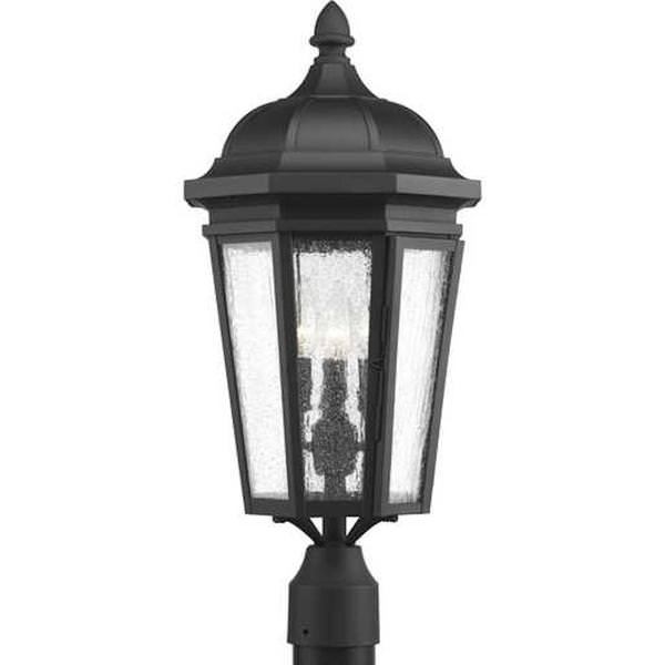 3 Light Candelabra Screw Base Black with Clear Seeded Glass Wall Light Fixture