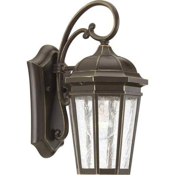 1 Light Antique Bronze with Clear Seeded Glass Wall Light Fixture