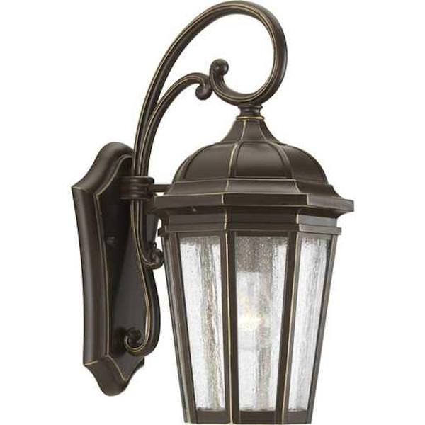 1 Light Antique Bronze with Clear Seeded Glass Wall Light Fixture