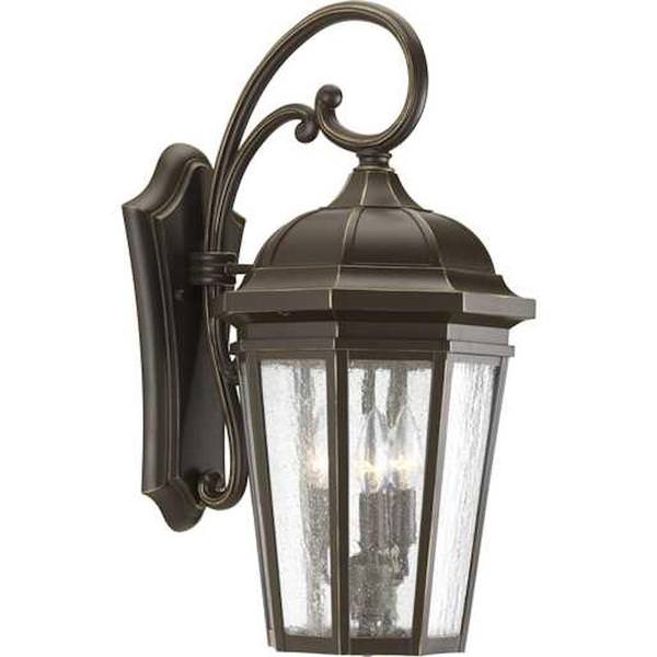 3 Light Antique Bronze with Clear Seeded Glass Wall Light Fixture