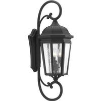 Progress Lighting 3 Light Black with Clear Seeded Glass Wall Light Fixture