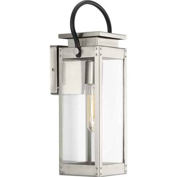 1 Light Stainless Steel with Clear Glass Small Wall Light Fixture