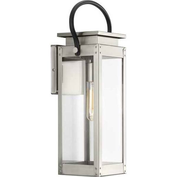 1 Light Stainless Steel with Clear Glass Medium Wall Light Fixture