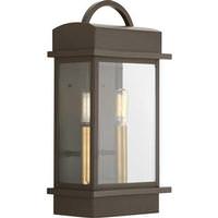 Progress Lighting 2 Light Antique Bronze with Clear Beveled Medium Glass Santee Wall Light Fixture