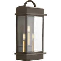 Progress Lighting 3 Light Antique Bronze with Clear Beveled Large Glass Santee Wall Light Fixture
