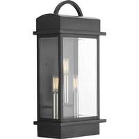 Progress Lighting 3 Light Black with Clear Beveled Large Glass Santee Wall Light Fixture