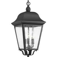 Progress Lighting 3 Light Black with Clear Seeded Glass Kiawah Hanging Light Fixture