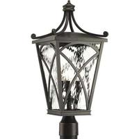 Progress Lighting 3 Light Oil Rubbed Bronze with Clear Water Glass Cadence Post Top Light Fixture