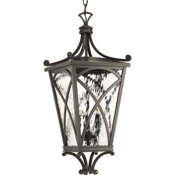 3 Light Oil Rubbed Bronze with Clear Water Glass Cadence Hanging Light Fixture