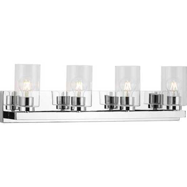 4 Light 120 volt Polished Chrome Vanity Clear Glass Light Fixture