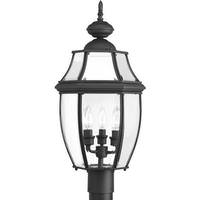 Progress Lighting 3 Light Black with Clear Beveled Glass New Haven Post Top Light Fixture