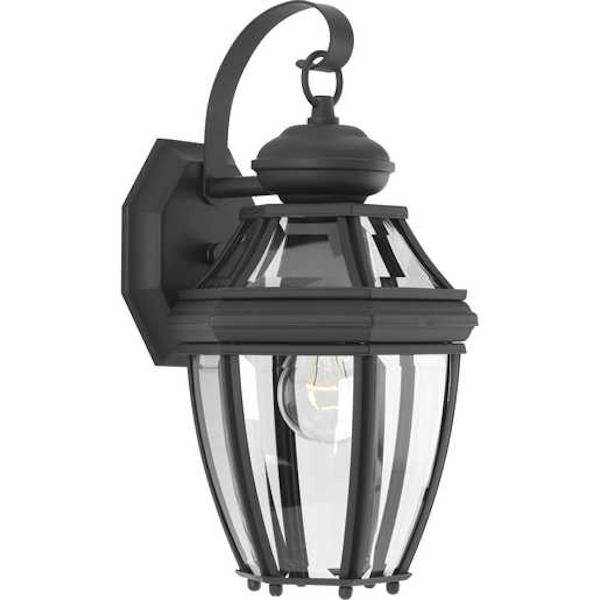 1 Light Black with Clear Beveled Glass Small Wall Light Fixture