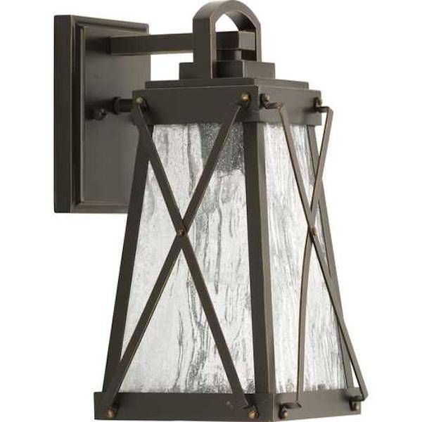 1 Light Antique Bronze with Clear Water Glass Wall Light Fixture