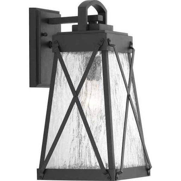 1 Light Black with Clear Water Glass Medium Wall Light Fixture