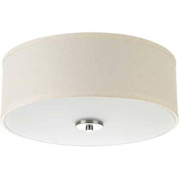 17 watt 120 volt 3000K Brushed Nickel Off-white Linen Shade LED Light Fixture