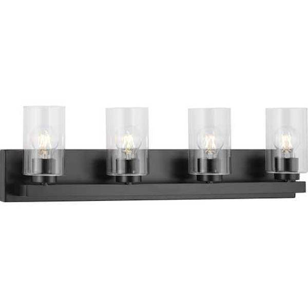 4 Light 120 volt Matte Black Vanity Clear Glass Light Fixture