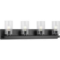 Progress Lighting 4 Light 120 volt Matte Black Vanity Clear Glass Light Fixture