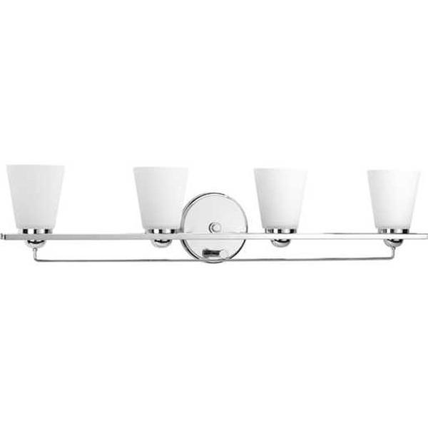 4 Light 120 volt Polished Chrome Vanity Etched Glass Light Fixture