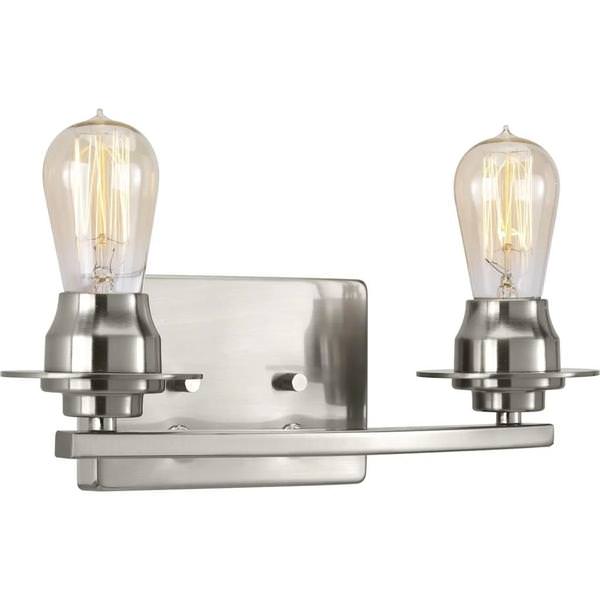 2 Light 120 volt Brushed Nickel Vanity Clear Glass Light Fixture