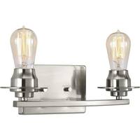 View 2 Light 120 volt Brushed Nickel Vanity Clear Glass Light Fixture