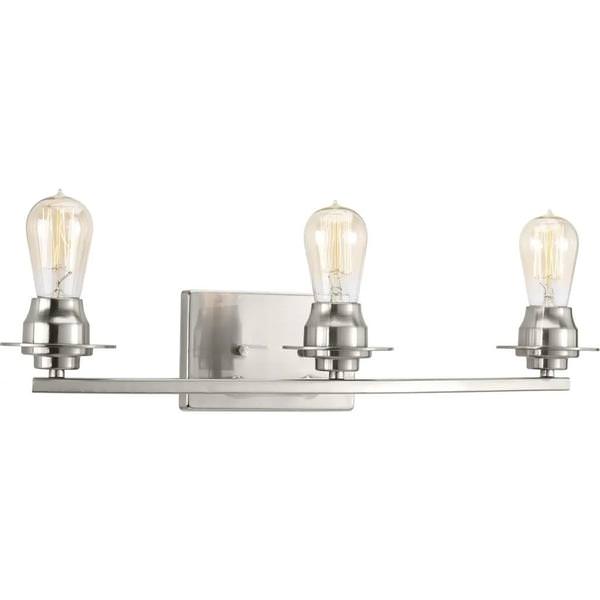 3 Light 120 volt Brushed Nickel Vanity Clear Glass Light Fixture