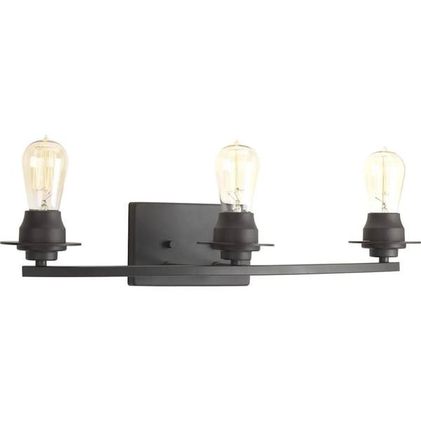 3 Light 120 volt Graphite Vanity Clear Glass Light Fixture
