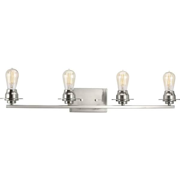4 Light 120 volt Brushed Nickel Vanity Clear Glass Light Fixture