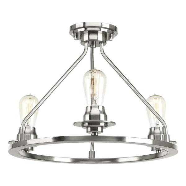 3 Light Brushed Nickel Chain/Ceiling Mount Ceiling Light Fixture