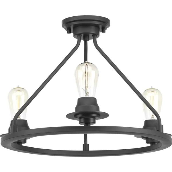3 Light Graphite Chain/Ceiling Mount Ceiling Light Fixture
