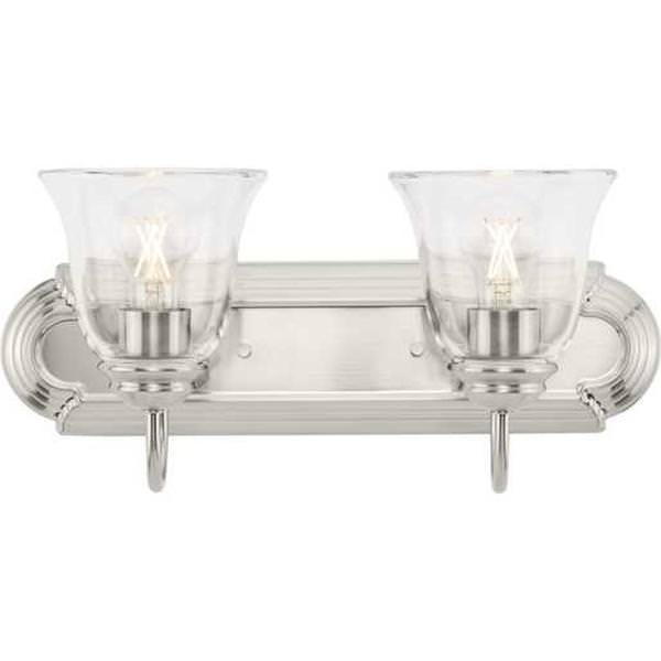2 Light 120 volt Brushed Nickel Vanity Etched Glass Light Fixture