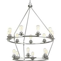 Progress Lighting 15 Light Brushed Nickel Farmhouse Style Chandelier Light Fixture