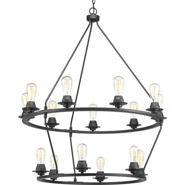 15 Light Graphite Farmhouse Style Chandelier Light Fixture