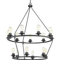 Progress Lighting 15 Light Graphite Farmhouse Style Chandelier Light Fixture