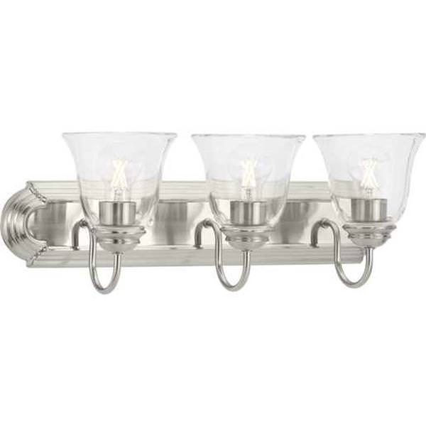 3 Light 120 volt Brushed Nickel Vanity Etched Glass Light Fixture