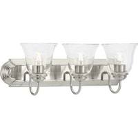 View 3 Light 120 volt Brushed Nickel Vanity Etched Glass Light Fixture