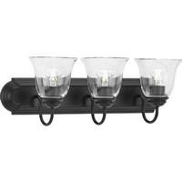 Progress Lighting 3 Light 120 volt Matte Black Vanity Etched Glass Light Fixture